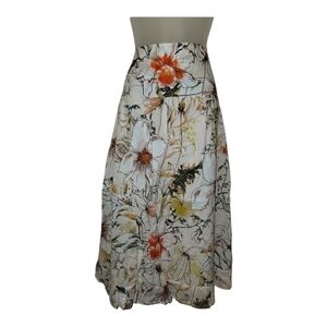 INC; Floral Midi Skirt with Ruffled Hem, Size L